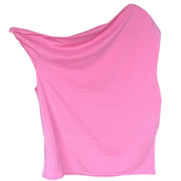 Abercrombie & Fitch Asymmetric Pink One-Shoulder‎ Twist Top Sz XL - Picture 4 of 6